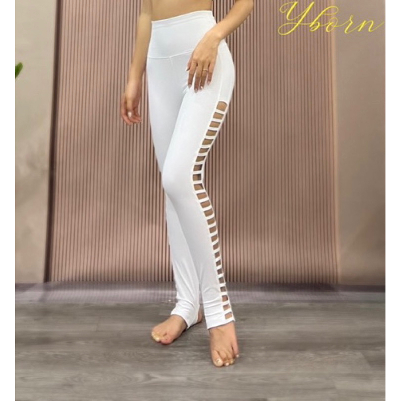Legging đan xẻ gót chính hãng Yborn/ fom tôn dáng co giãn 4 chiều cạp cao gen bụng
