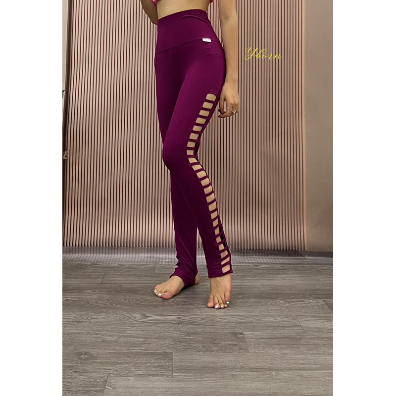 Legging đan xẻ gót chính hãng Yborn/ fom tôn dáng co giãn 4 chiều cạp cao gen bụng