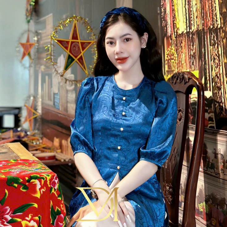 Bộ lụa gấm cổ trong tay bồng cúc ngọc - Pháp Phục Cô Thỏ