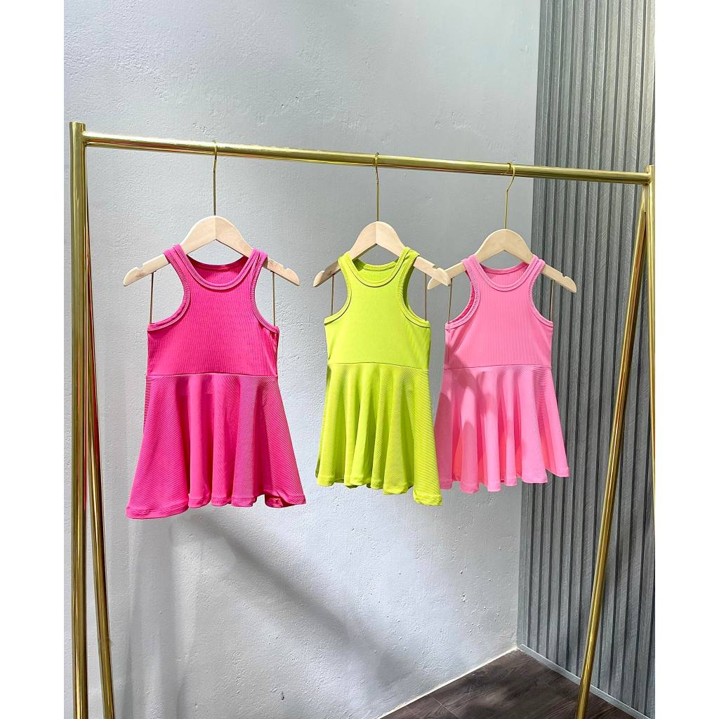 Đầm ba lỗ trơn xinh xắn cho bé , chất thun gân mềm mịn, mát, thấm hút mồ hôi