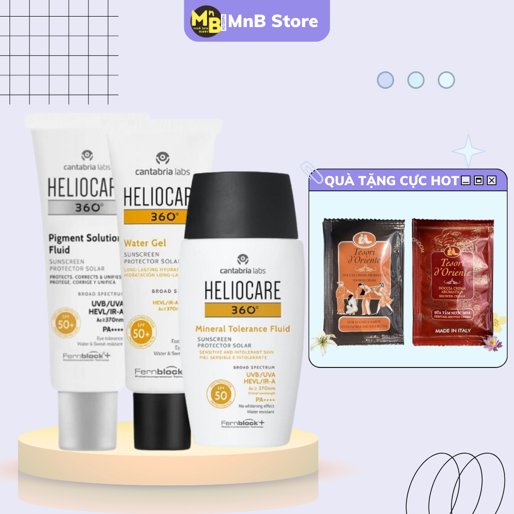 Kem chống nắng Heliocare Water Gel, Pigment, Mineral, AR Emulsion 50ml