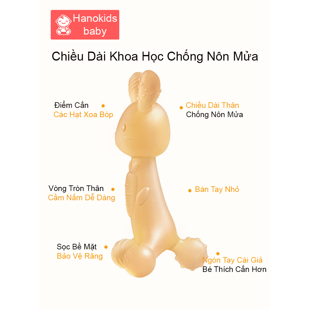 Nướu Gặm Cho Bé Sơ Sinh Silicon Cao Cấp Siêu Mềm Không Mùi Hình Thỏ Cầm Tay  – Hanokids Baby