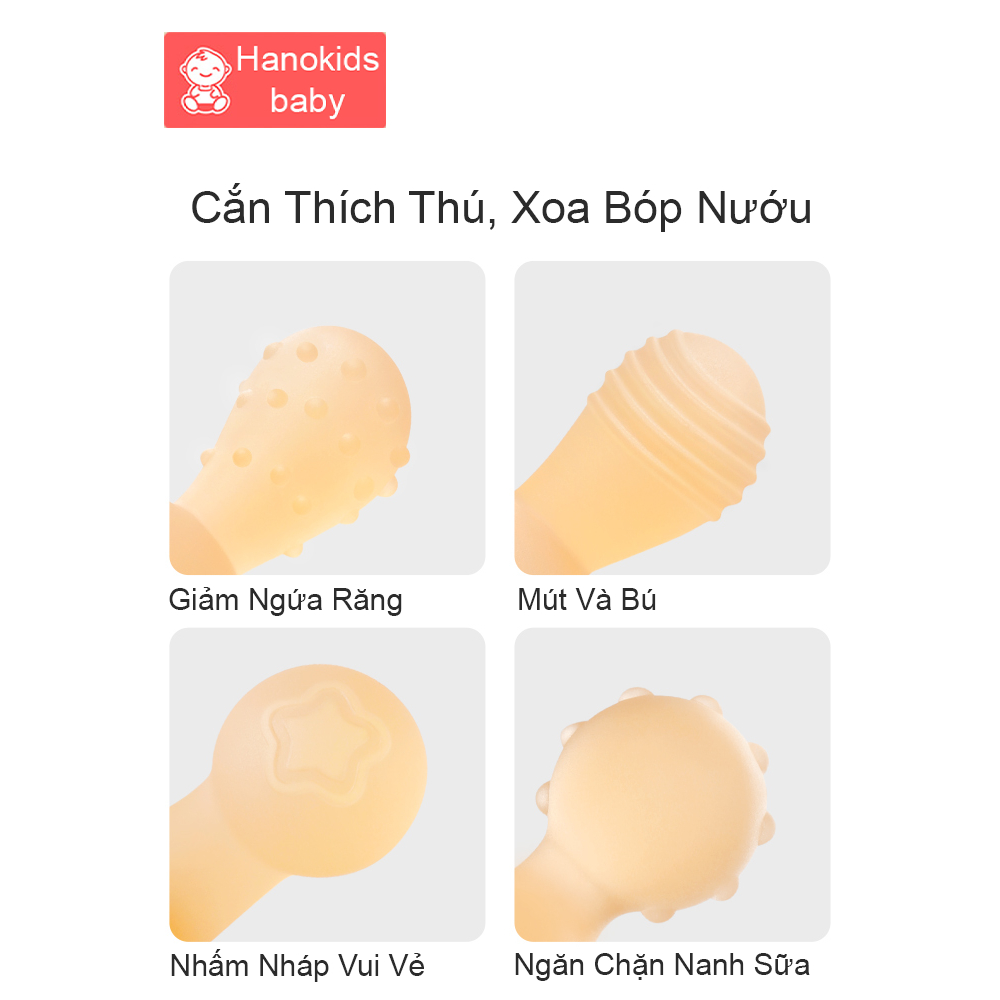 Nướu Gặm Cho Bé Sơ Sinh Silicon Cao Cấp Siêu Mềm Không Mùi Hình Thỏ Cầm Tay  – Hanokids Baby