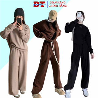 Set Bộ Dài Tay Nỉ Tăm Trơn BigSize Nữ MiSoul, Bộ Quần Áo Thu Đông BigSize Nữ Dài Tay Kèm Quần Dài Cùng Màu - DTB C1