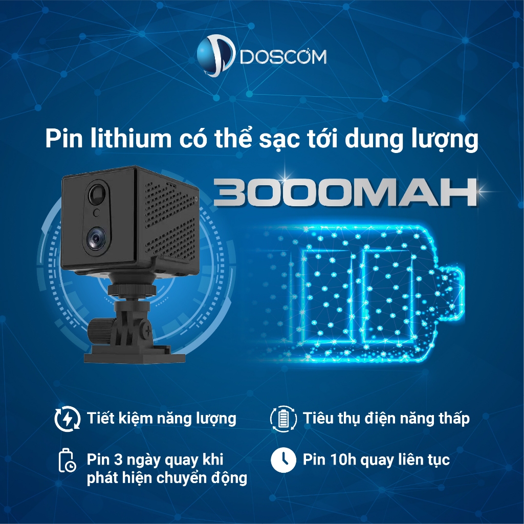 Camera 4G DOSCOM DA1 Pro - Dùng Mạng 4G, Pin Tối Đa 15 Ngày, Full HD 2mp