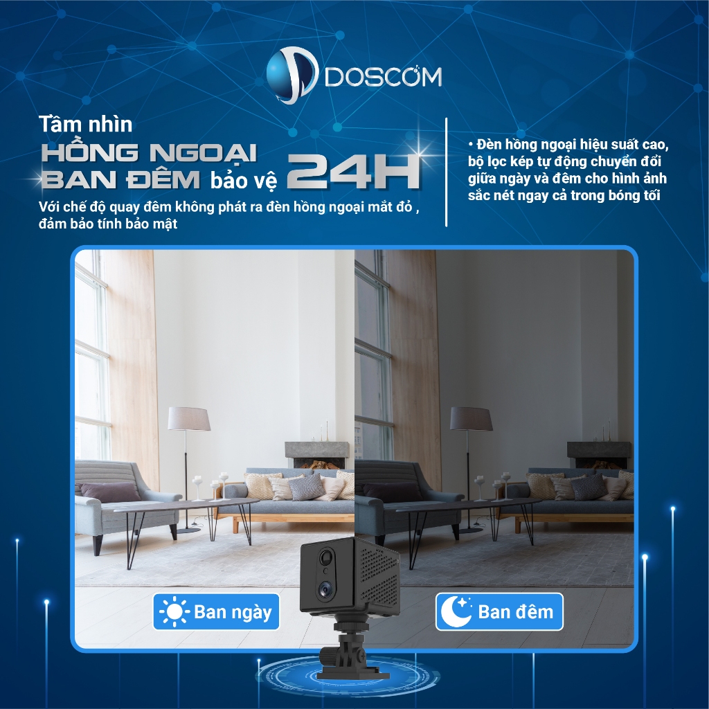 Camera 4G DOSCOM DA1 Pro - Dùng Mạng 4G, Pin Tối Đa 15 Ngày, Full HD 2mp
