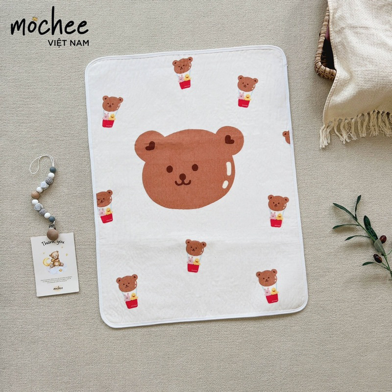 Lót Chống Thấm Cotton MOCHEE, Lót Thay Bỉm Cho Bé