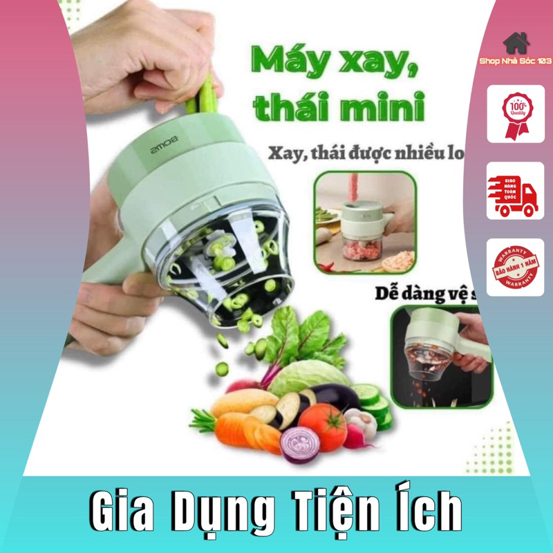 { Hàng Loại 1 } PM Máy Xay Cắt Lát Tỏi Ớt Rau Củ Thực Phẩm Đa Năng Mini Cầm Tay Thái Lát Cao Cấp Nhiều Cấp Độ TKDT