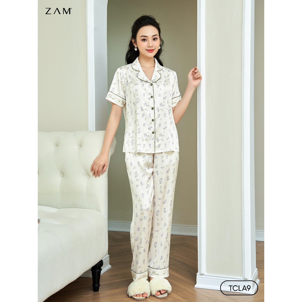 Bộ ngủ satin ZAM LUXURY - TCLA9 - Áo ngắn tay quần dài