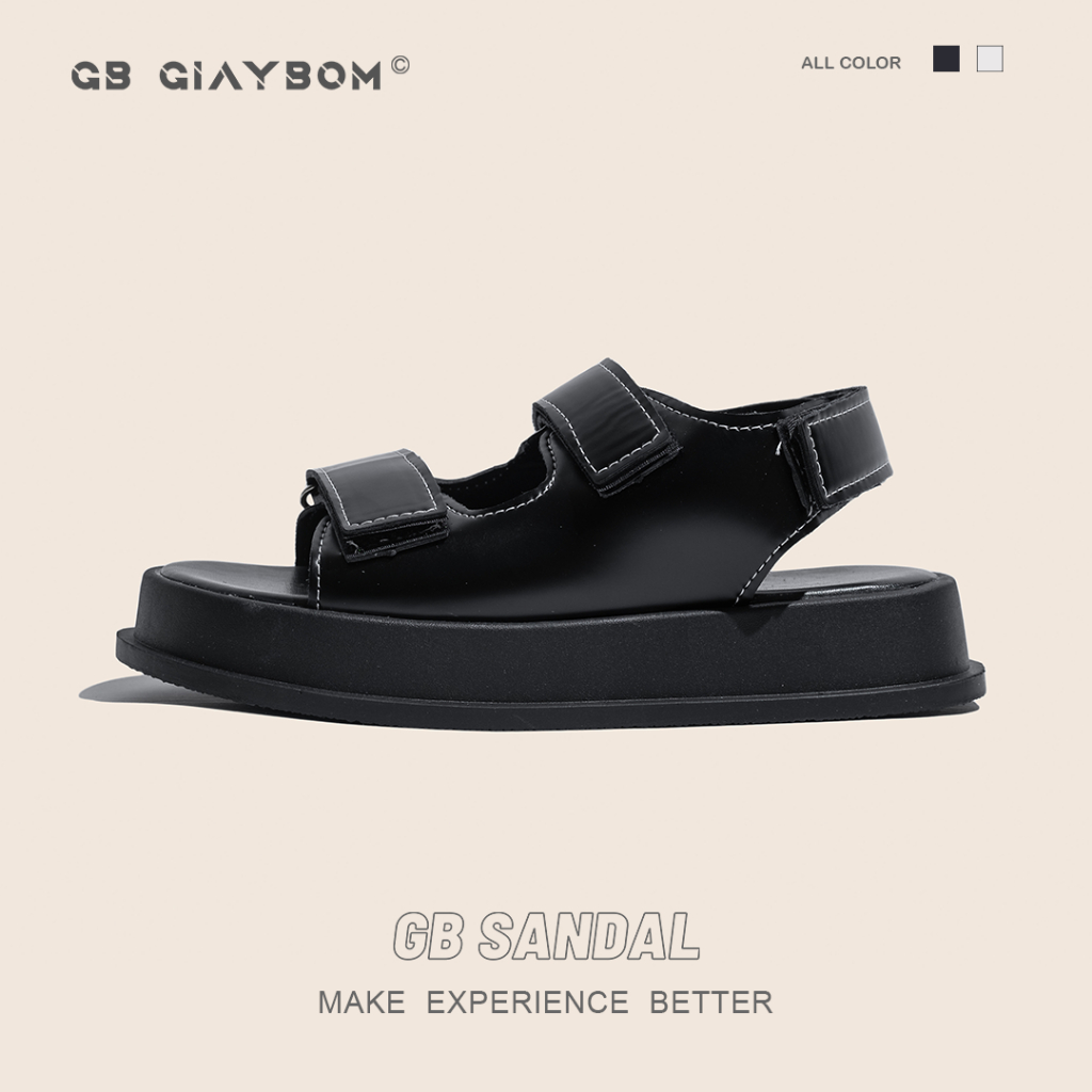 Giày Sandal Nữ Đế Bánh Mì Quai Dán Màu Đen Phong Cách Trẻ Trung Năng Động giayBOM B2809