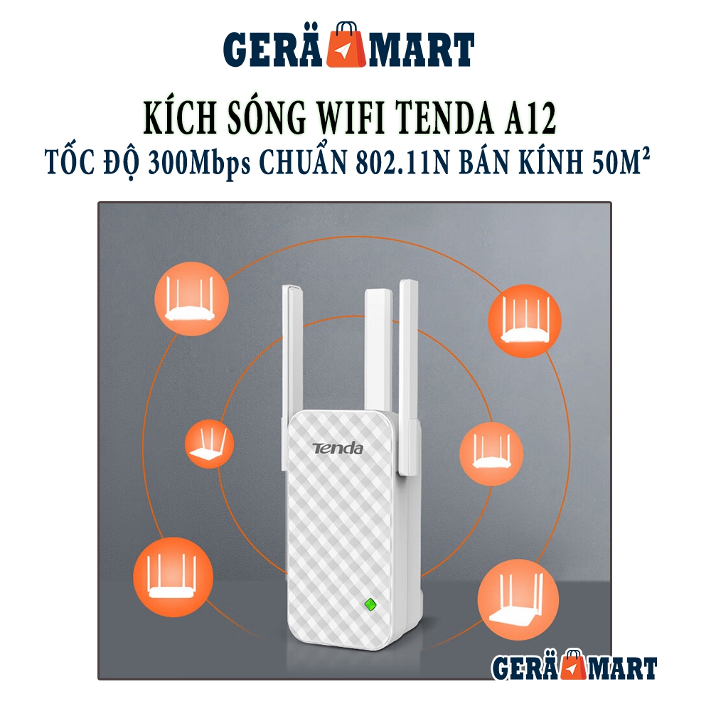 Kích Sóng Wifi Tenda A12 3 Râu Tốc độ 300Mbps chuẩn 802.11N hàng mới chính hãng