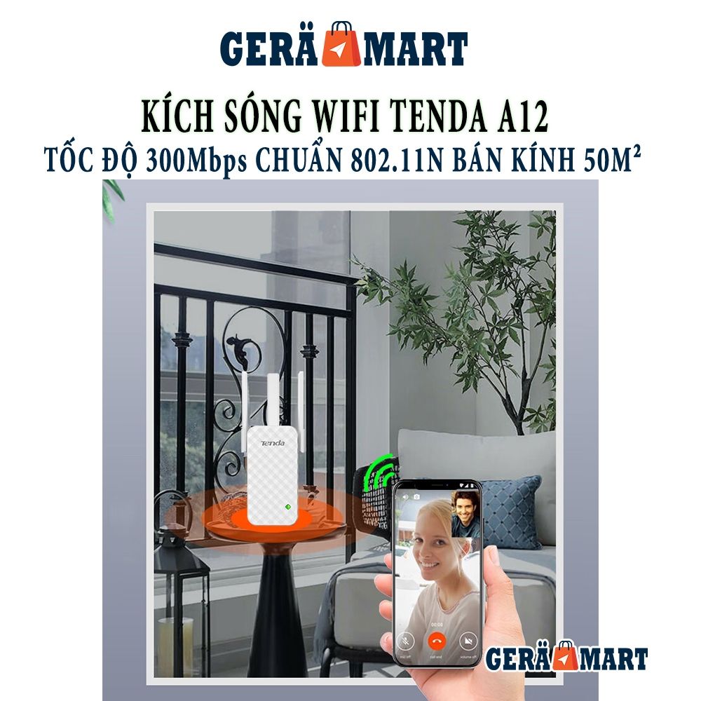 Kích Sóng Wifi Tenda A12 3 Râu Tốc độ 300Mbps chuẩn 802.11N hàng mới chính hãng