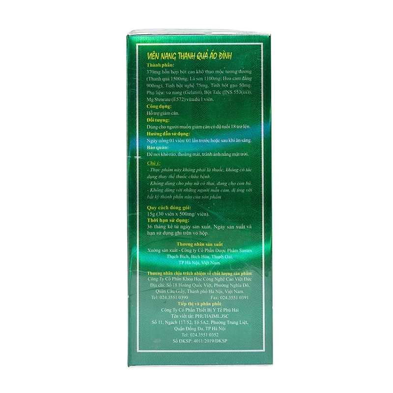 Viên Uống Giảm Cân Áo Đình - Hỗ Trợ Kiểm Soát Cân Nặng Hiệu Quả (Hộp 30 Viên)