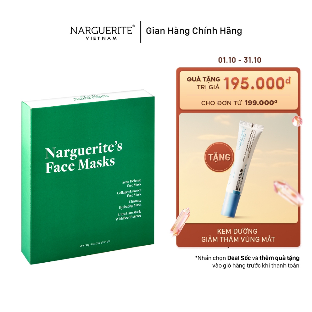 Mặt nạ sinh học dưỡng da Narguerite Bio Cellulose Hộp 8 miếng