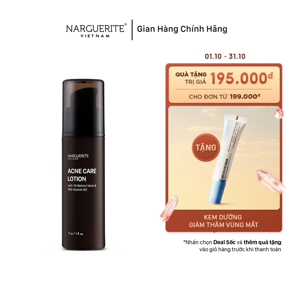 Lotion chấm mụn Narguerite - Nhũ tương phiên bản mới (1% Retinol và 10% Vitamin B3) 30g