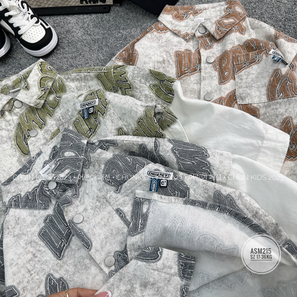 ASM215 - ÁO somi nhiều chữ túi ngực 3 tag CHUANGYI mix tay thô Hàn - 8011- CHO BÉ