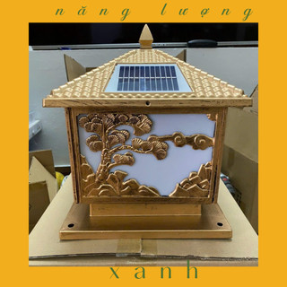 Trụ cổng đèn năng lượng mặt trời cây tùng, trụ tùng, trụ đèn năng lượng mặt trời