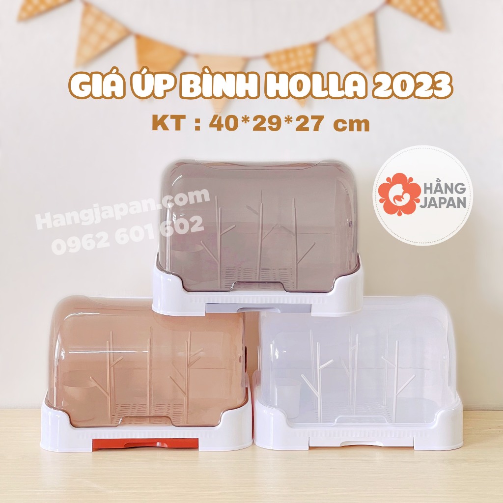Giá úp bình Holla có nắp đậy HL-15216,úp bình sữa, núm ty,chén bát tiện lợi chống bụi bẩn, côn trùng