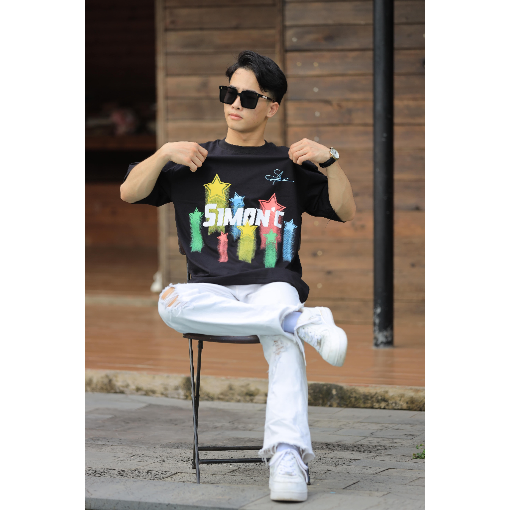 Áo Thun Simon'c Stars Tee - Đen Cotton Nam Nữ Unisex Tay Lỡ Oversize Local Brand
