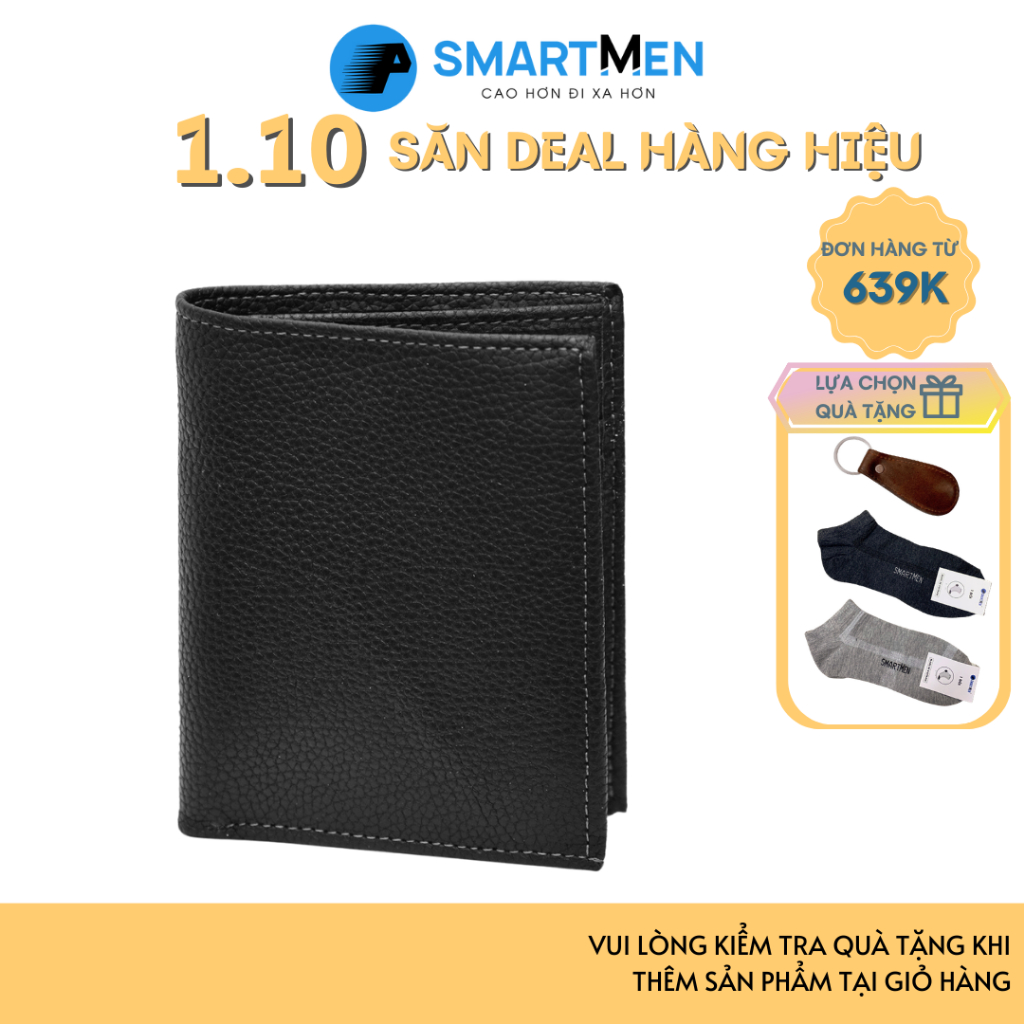 Ví da bò cao cấp SMARTMEN màu đen VD-12