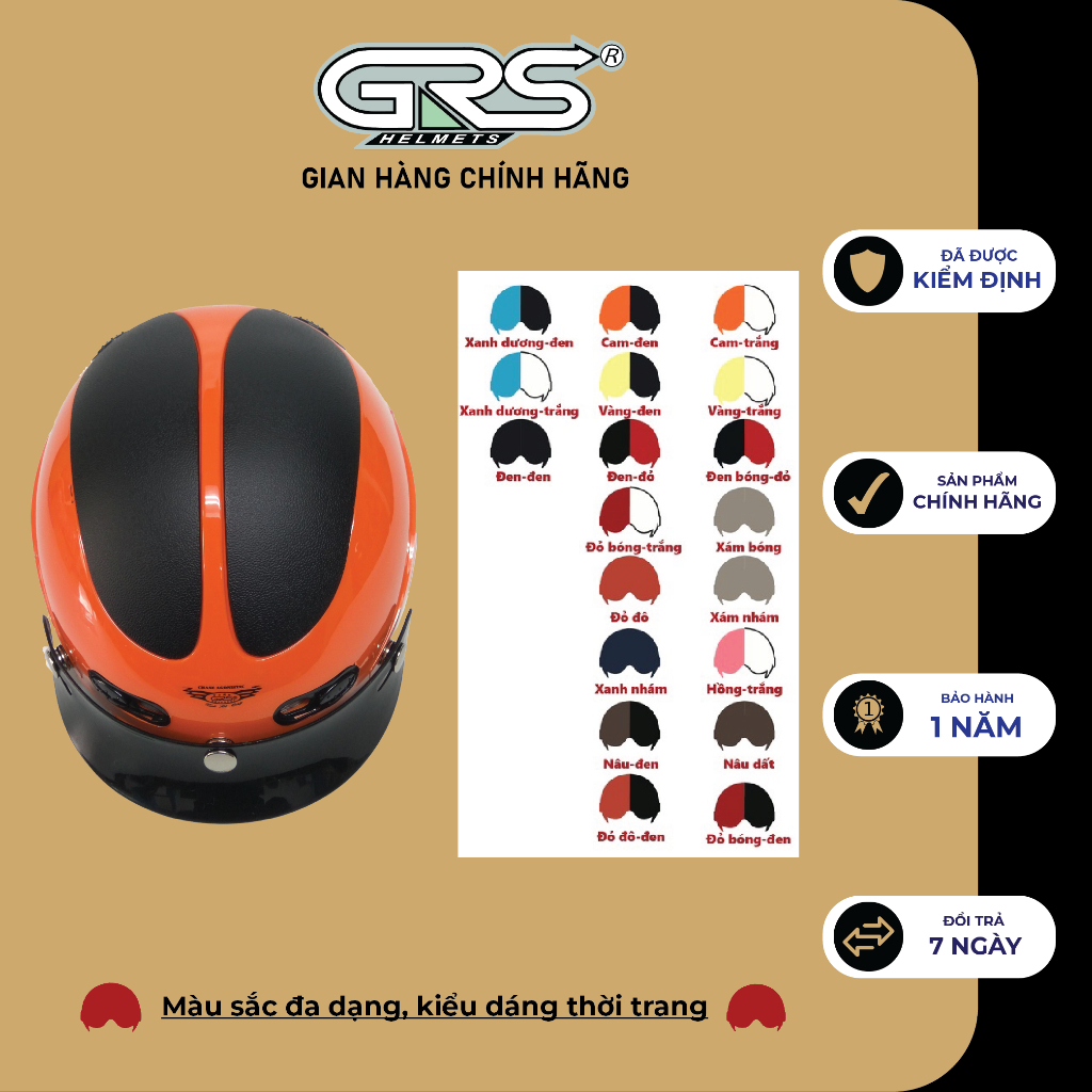 Mũ bảo hiểm nửa đầu GRS A102 (nhiều màu)