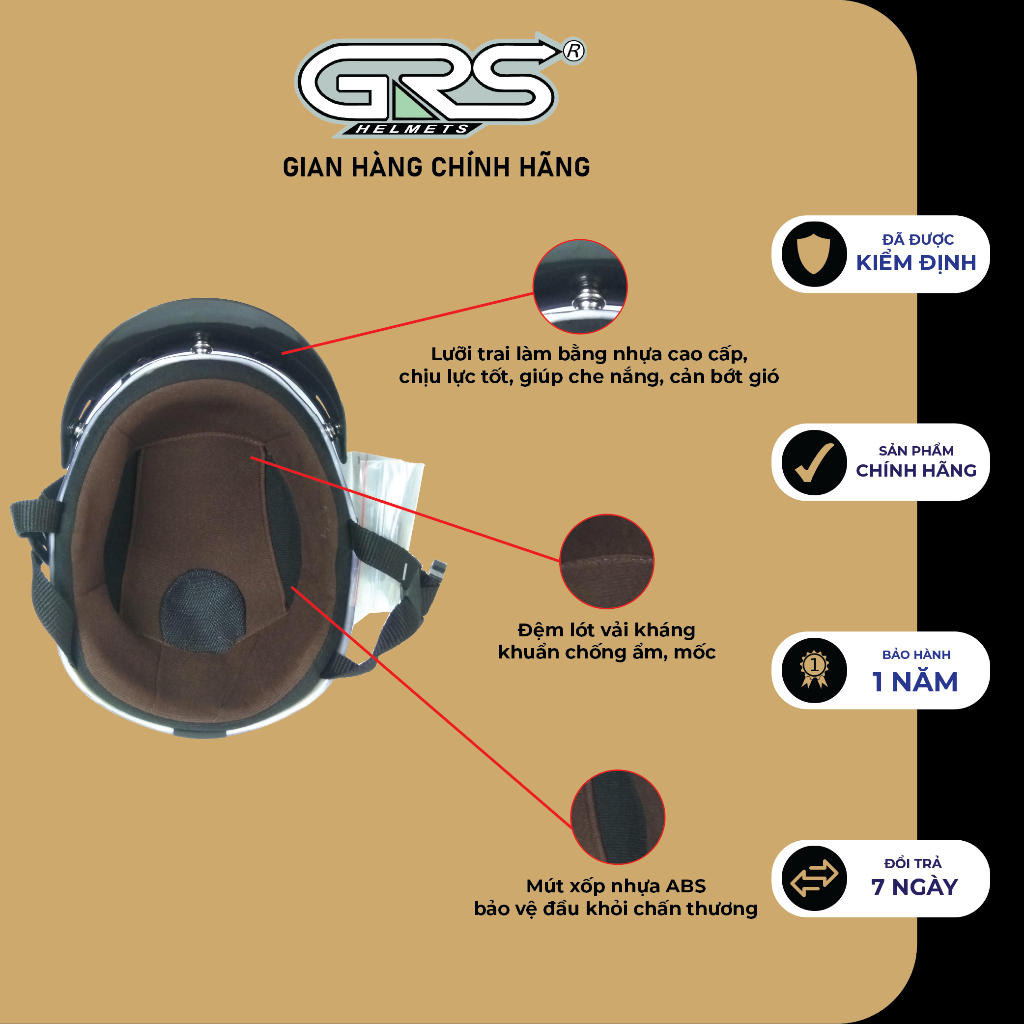 Mũ bảo hiểm nửa đầu GRS A102 (nhiều màu)