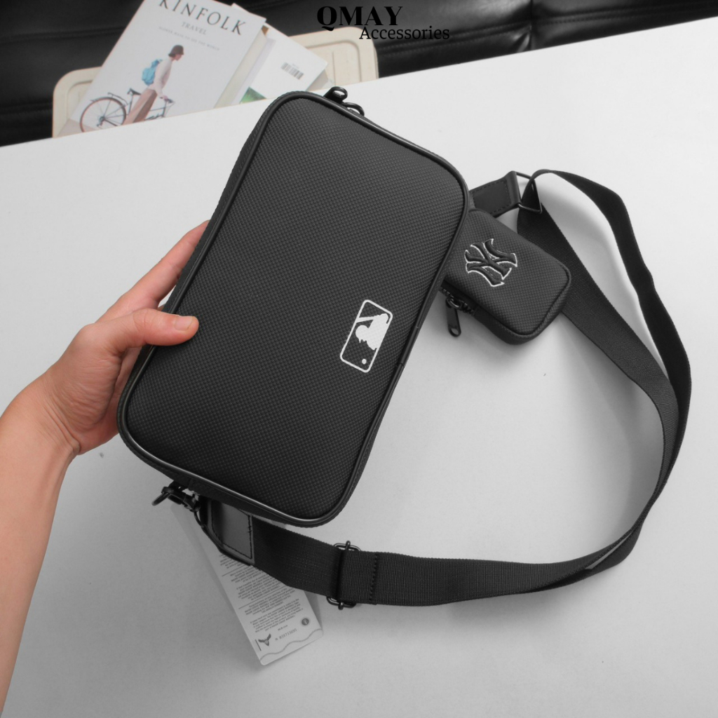 Túi Đeo Chéo NEWYORK MLB Logo Thêu Thời Trang Nam Nữ 2 Ngăn Tiện Lợi Full Tem Tag Size 24cm x 15cm x 6cm