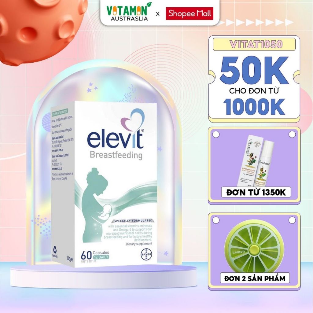 Vitamin bổ sung dành cho phụ nữ sau sinh và cho con bú Elevit Breastfeeding Bayer Úc 60 viên