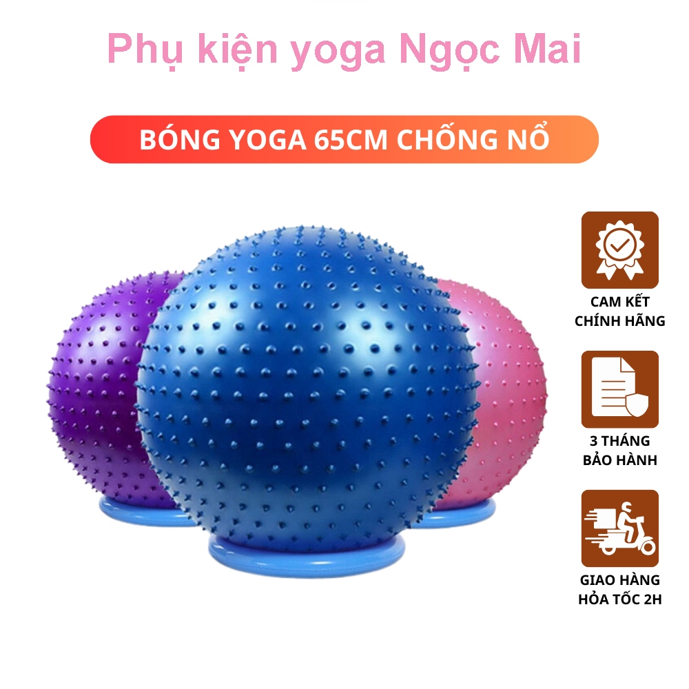 Bóng Gai - Tập Yoga & Vật Lý Trị Liệu - Kích Thước 65cm, Nặng 1kg - Chất liệu Cao Su Chất Lượng Cao Co Giãn Đàn Hồi Tốt.