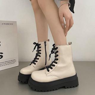 Boots cổ thấp nữ - T25 - Gobe - Màu kem