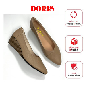  Giày búp bê đế xuồng 5cm ,giày Doris da thật mũi nhọn trơn DR5040 FORM NHỎ TĂNG 1 SIZE 
