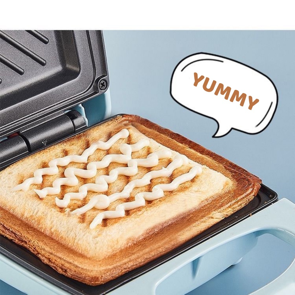 Máy Kẹp Bánh Mì ZHIBAO Nướng Bánh Rán Trứng Làm Bữa Sáng Tiện Lợi, Máy Ép Bánh Mì 600W Nóng Đều 2 Mặt