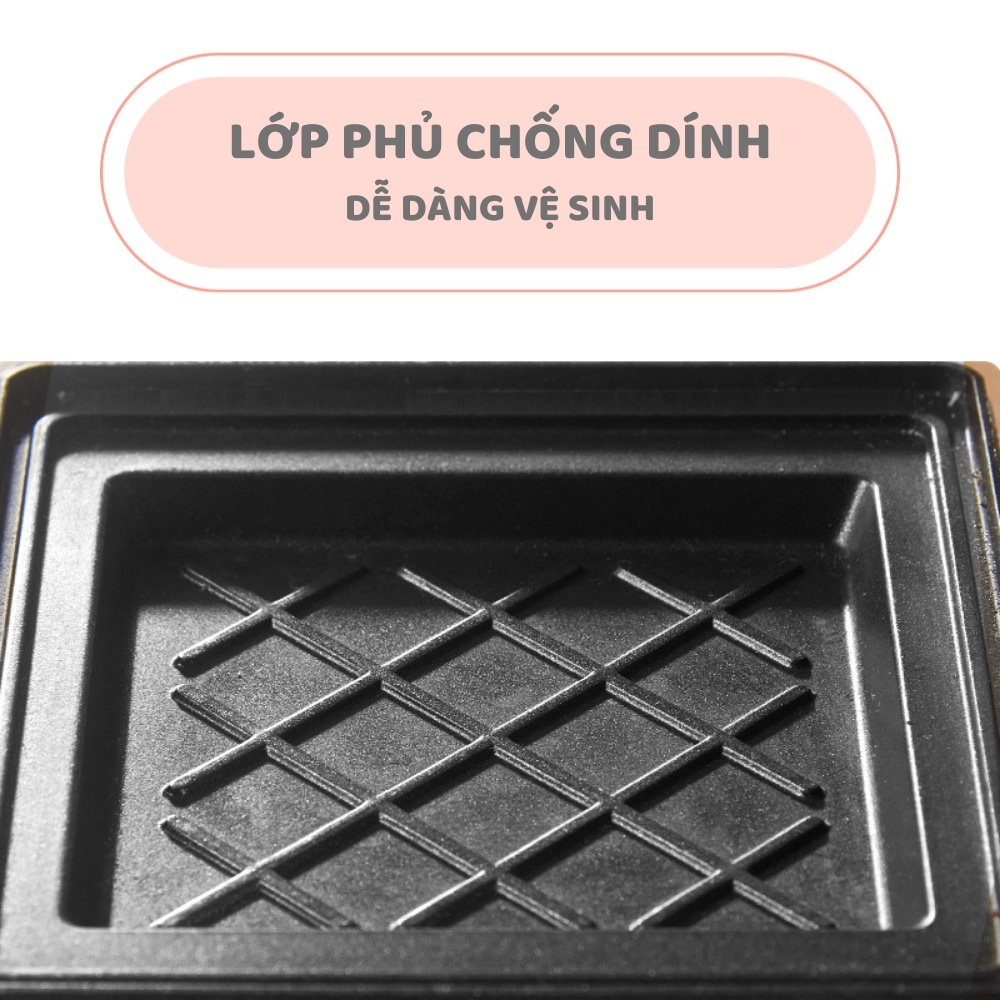 Máy Kẹp Bánh Mì ZHIBAO Nướng Bánh Rán Trứng Làm Bữa Sáng Tiện Lợi, Máy Ép Bánh Mì 600W Nóng Đều 2 Mặt