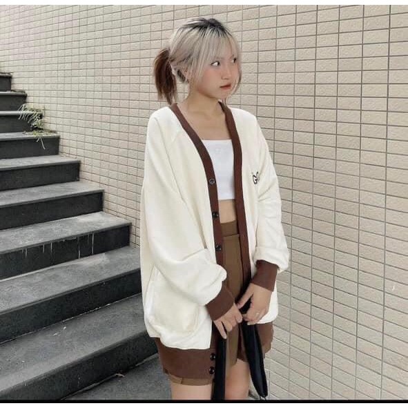 Áo Khoác Cardigan Nỉ Dáng Rộng Hình Lưng Unisex Nam Nữ Phối Viền Bigsize - Áo Nỉ Sweater Hoodie