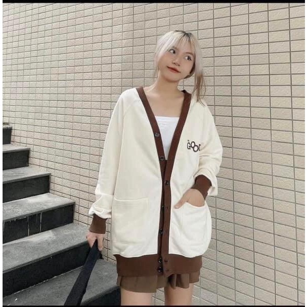 Áo Khoác Cardigan Nỉ Dáng Rộng Hình Lưng Unisex Nam Nữ Phối Viền Bigsize - Áo Nỉ Sweater Hoodie