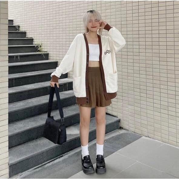 Áo Khoác Cardigan Nỉ Dáng Rộng Hình Lưng Unisex Nam Nữ Phối Viền Bigsize - Áo Nỉ Sweater Hoodie