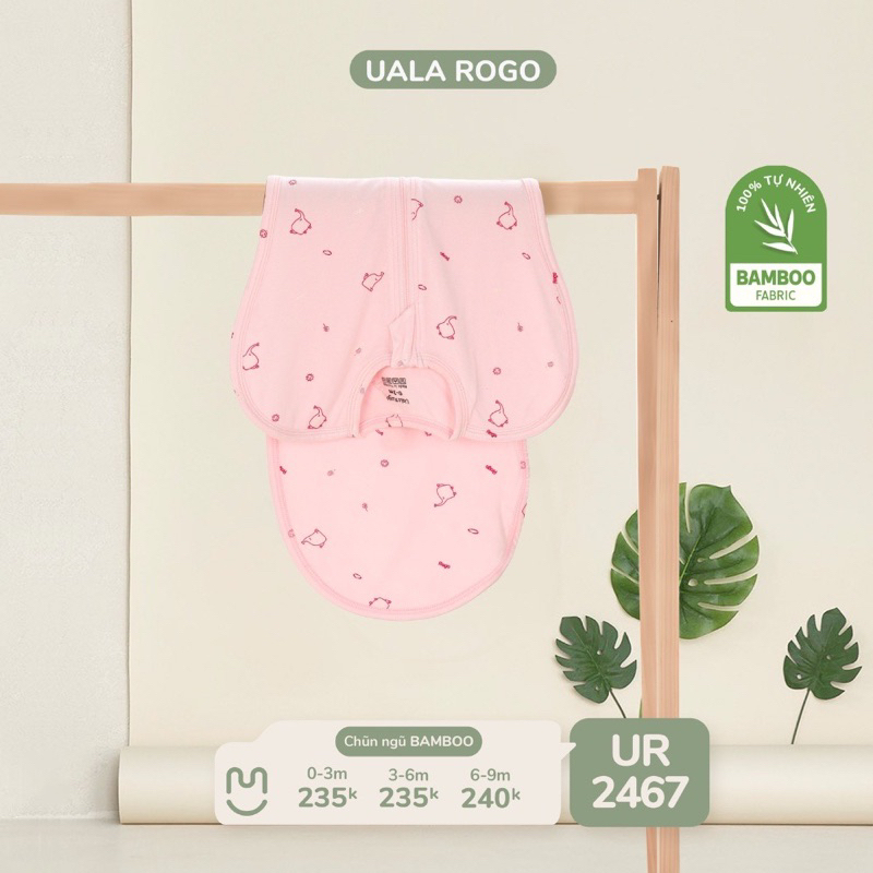 Nhộng chũn cho bé Ualarogo 0-9 tháng chống giật mình tự ngủ vải sợi tre Bamboo co giãn thoáng mát 2467
