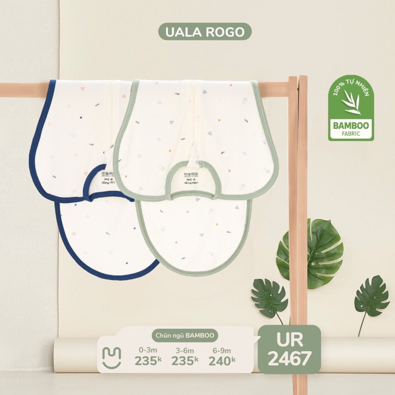Nhộng chũn cho bé Ualarogo 0-9 tháng chống giật mình tự ngủ vải sợi tre Bamboo co giãn thoáng mát 2467