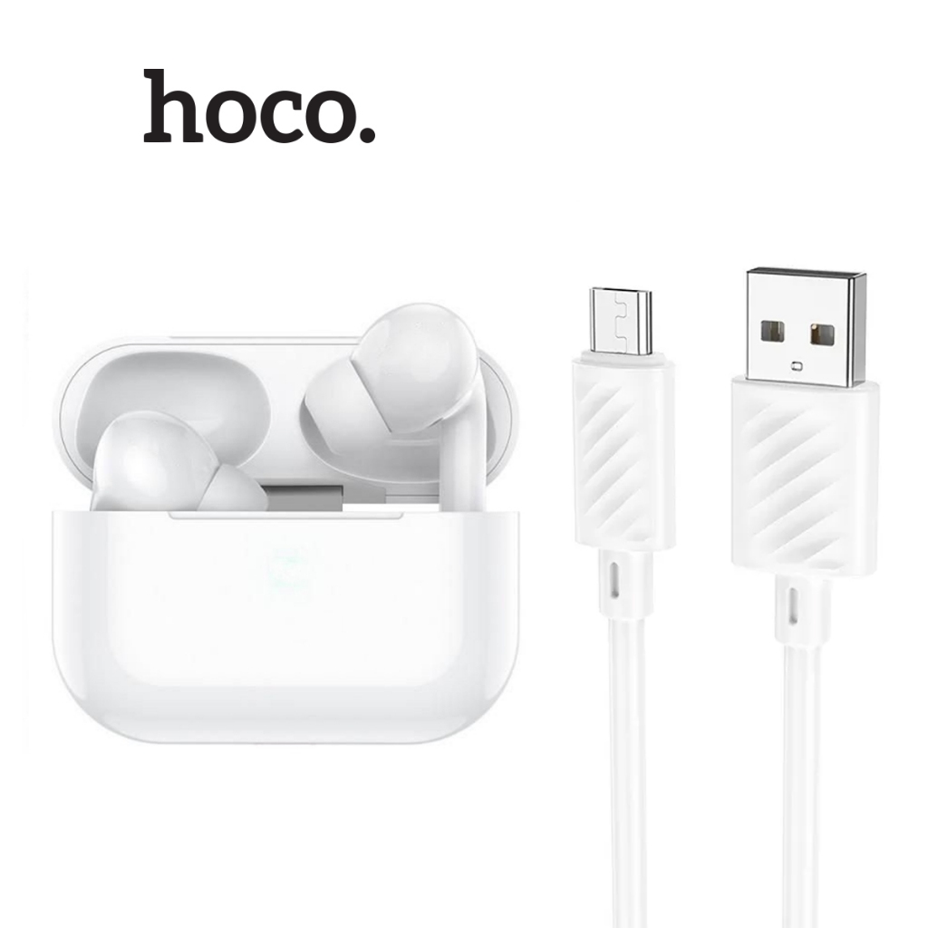 Combo Cáp Sạc Hoco X88 USB to Micro dài 1m (trắng) và Tai Nghe Bluetooth DES08 PRO