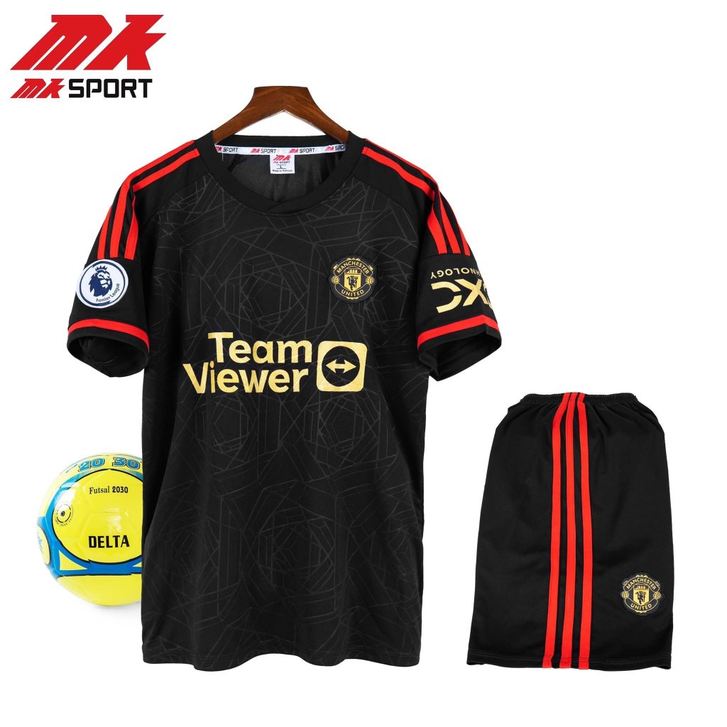 Áo bóng đá Man màu đen, vải thun lạnh