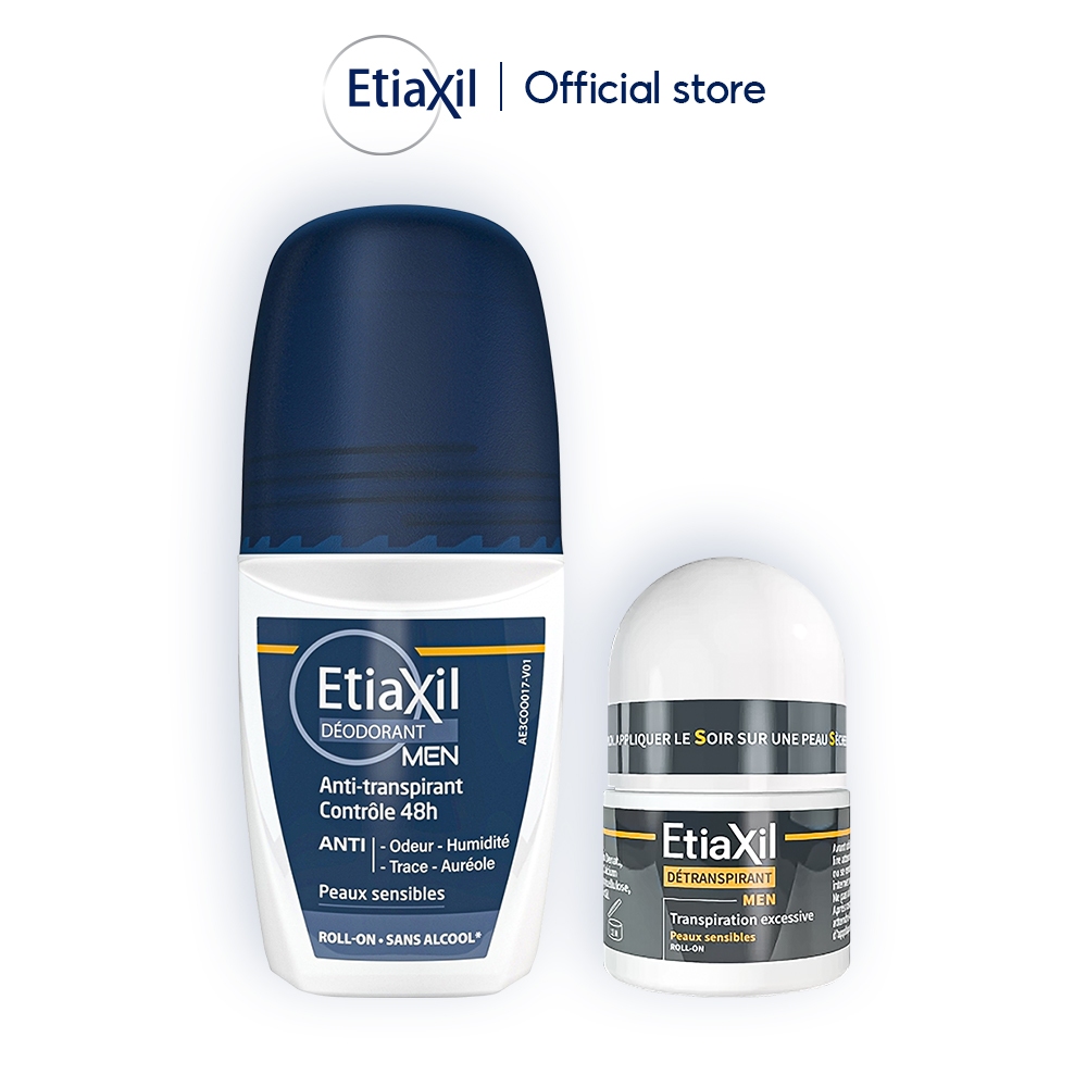 Combo Lăn Khử Mùi Hàng Ngày Etiaxil Men 50ml và Lăn Khử Mùi Ngăn Mồ Hôi chuyên sâu Etiaxil Men 15ml