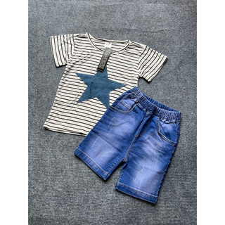 set quần jean áo thun của bé