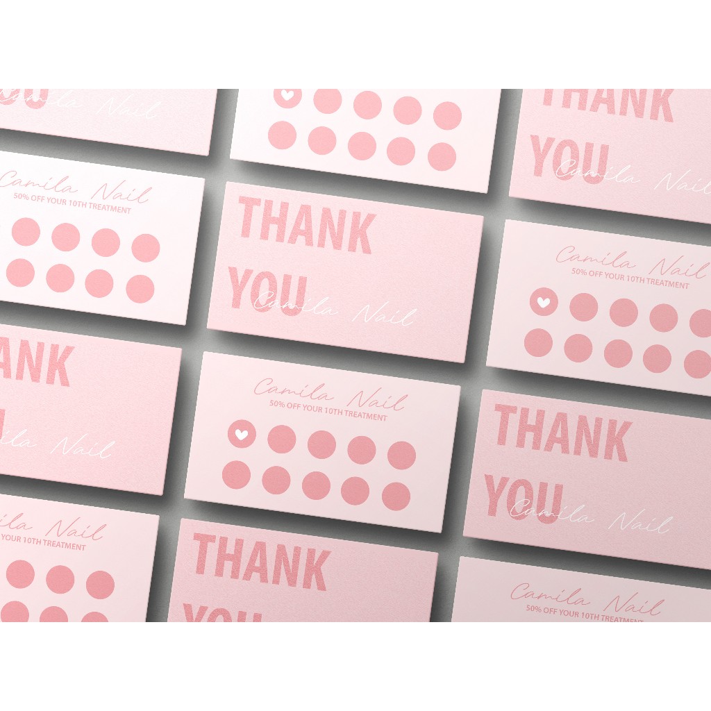 COMBO 500 Namecard in theo yêu cầu, Thẻ tích điểm Thẻ giấy Voucher Card, Thank you Phiếu Liệu trình In Nailbox