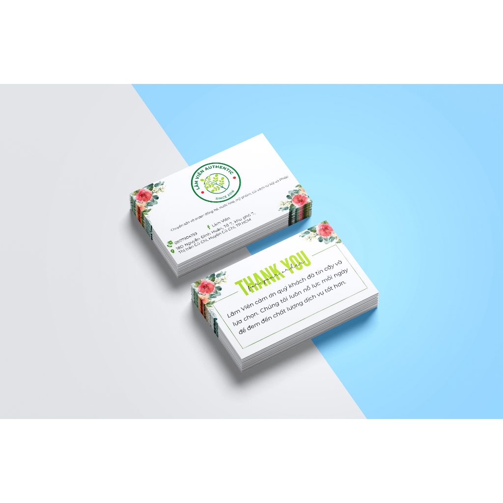 COMBO 500 Namecard in theo yêu cầu, Thẻ tích điểm Thẻ giấy Voucher Card, Thank you Phiếu Liệu trình In Nailbox
