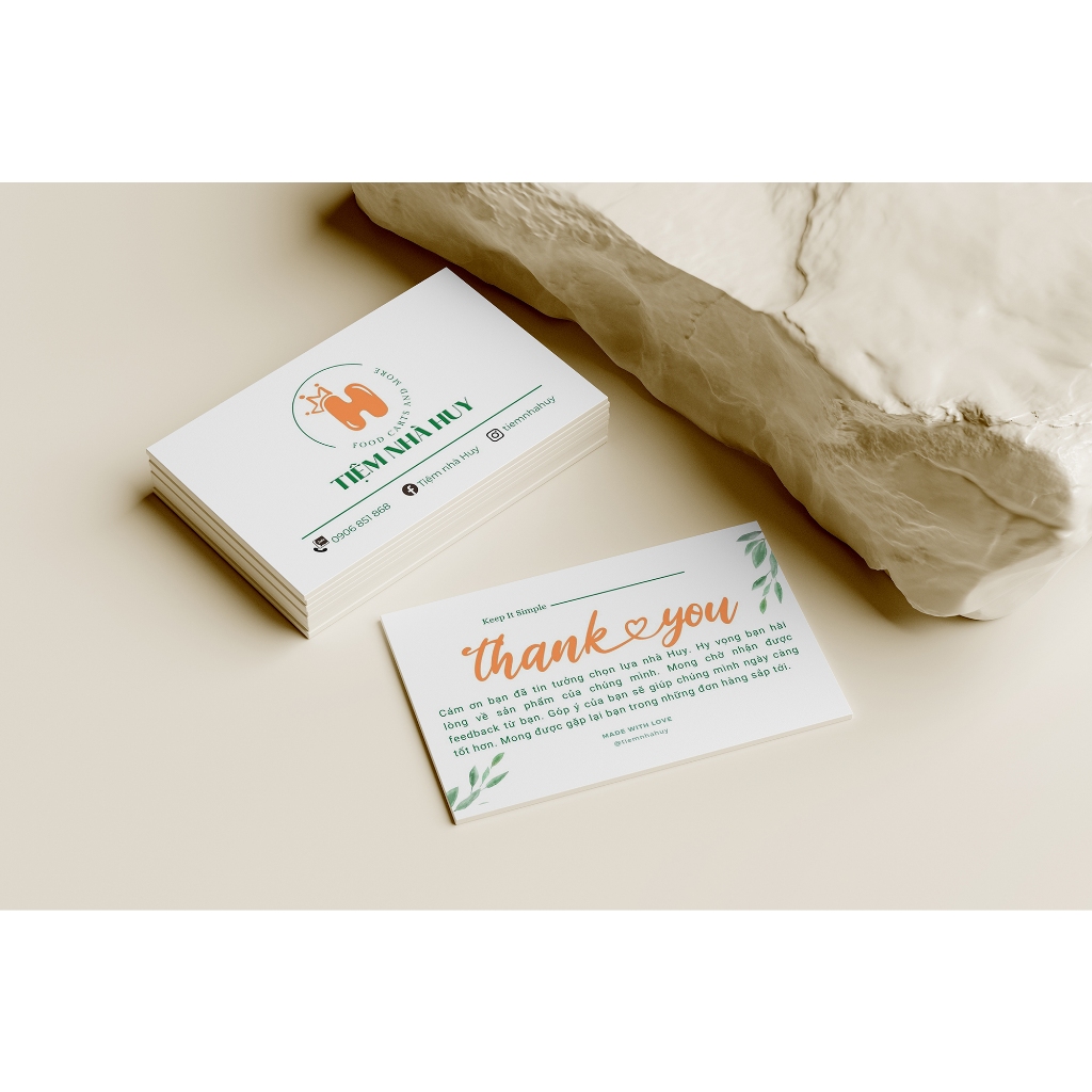COMBO 500 Namecard in theo yêu cầu, Thẻ tích điểm Thẻ giấy Voucher Card, Thank you Phiếu Liệu trình In Nailbox