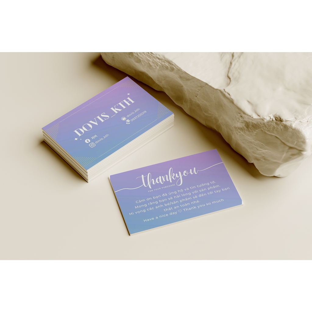 COMBO 500 Namecard in theo yêu cầu, Thẻ tích điểm Thẻ giấy Voucher Card, Thank you Phiếu Liệu trình In Nailbox