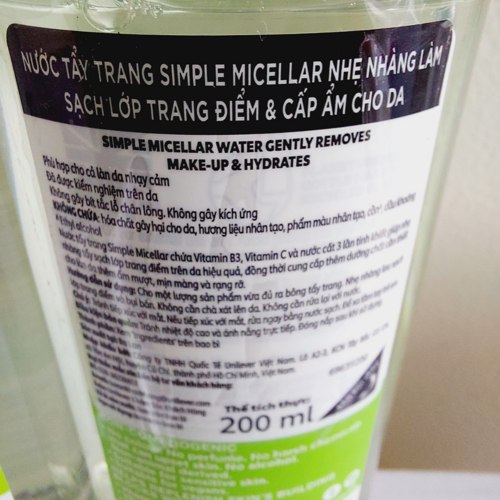 Nước Tẩy Trang Simple Micellar Cleansing Water 200ml
