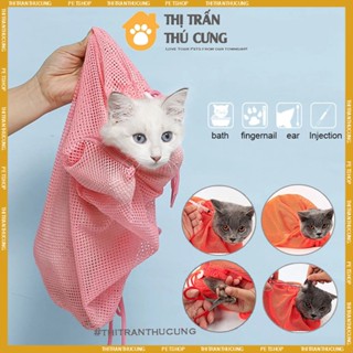 Túi Lưới Tắm Mèo đa năng, dùng tắm hoặc cắt móng tay cho mèo Thị Trấn Thú Cưng