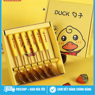 Sét thìa vịt vàng inox 304 mạ vàng DUCK 6 thìa kèm hộp, sét 6 thìa vịt vàng