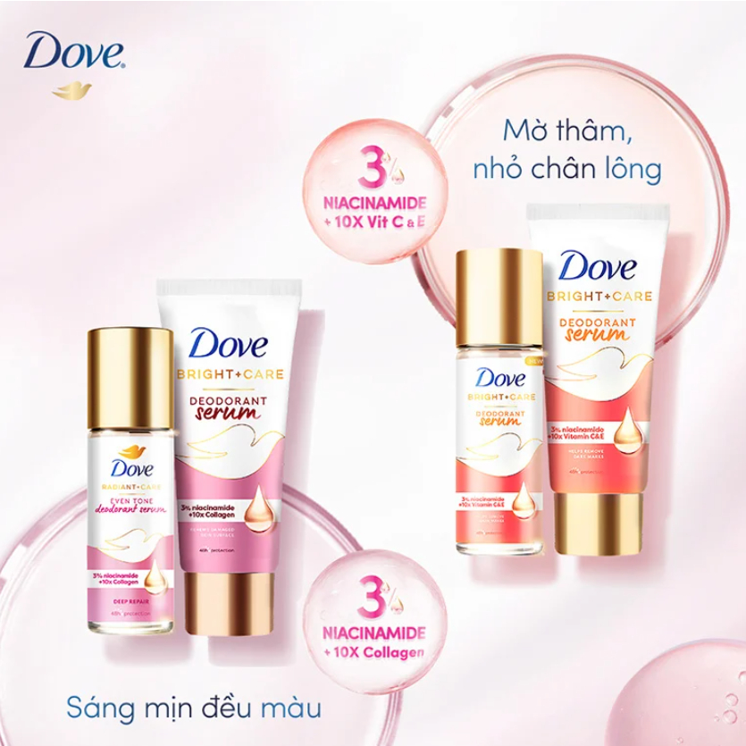 Serum Ngăn Mùi Dove Deodorant Dry Serum 3% Niacinamide + 10X Collagen